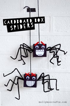 cardboard box spiders craft for kids