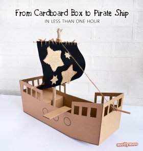 DIY Cardboard Pirate Ship - craft tutorial by Michelle McInerney of MollyMoo